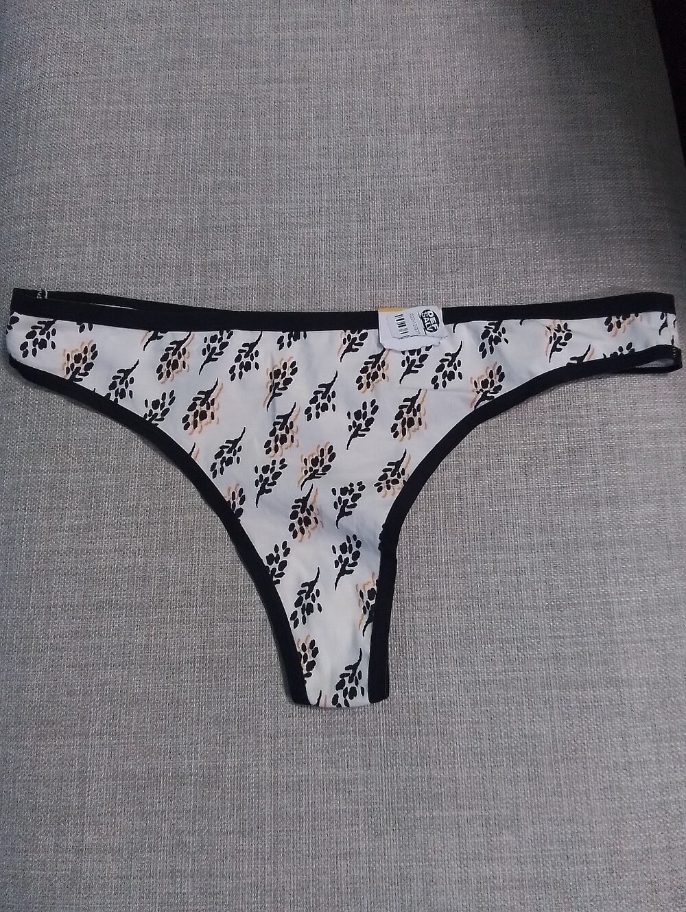 Auden Black-Trim White Floral Thong